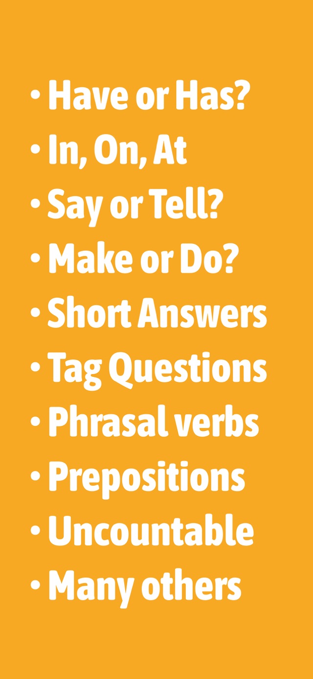 Engsy topics: Have or Has, In On At, Say or Tell, Make or Do, phrasal verbs and more